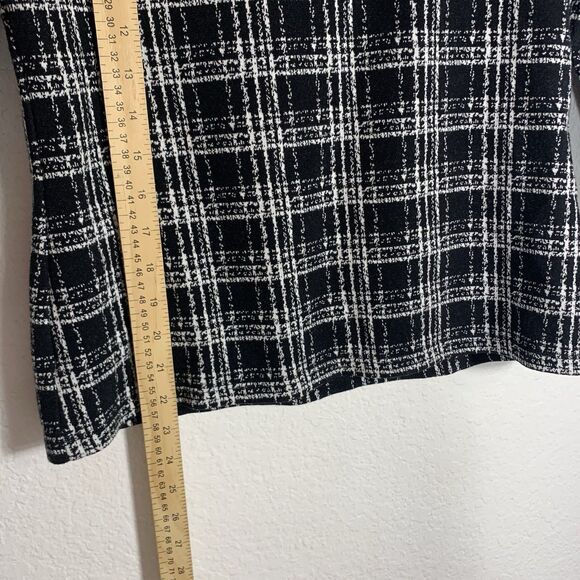 Talbots Ponte Knit Top Black White Plaid 3/4 Sleeve Womens Size Small Petite - Picture 6 of 8
